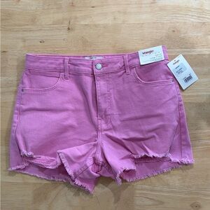 Wrangler Pink Frayed Jean Shorts